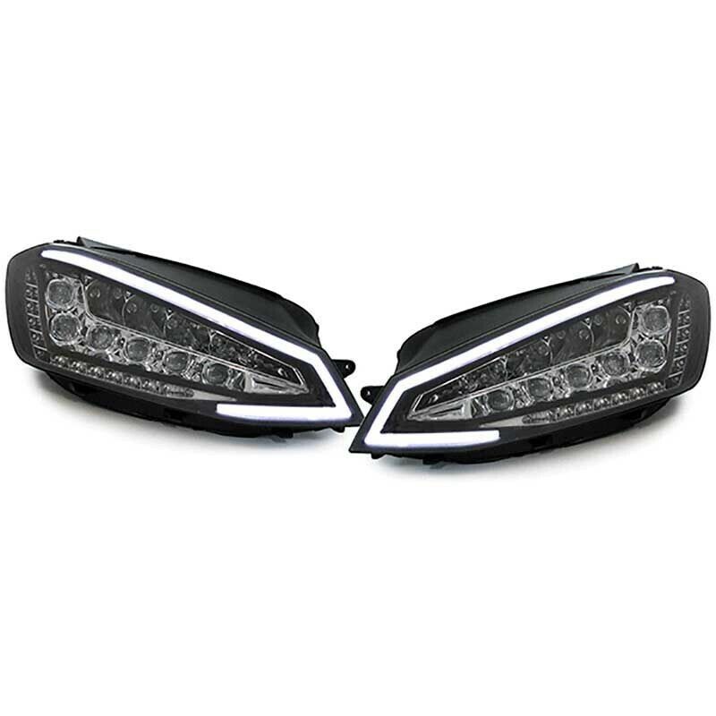 AS Set FULL LED DRL Lightbar Headlights VW Golf 7 MK7 12-17 Black inc Motor LHD