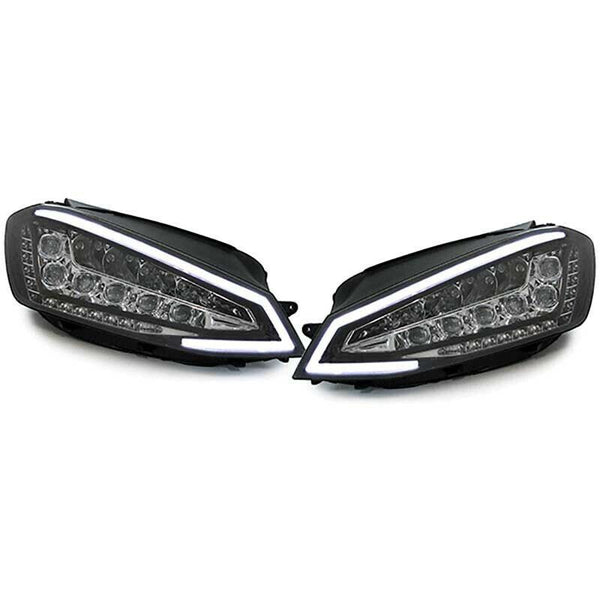 AS Set FULL LED DRL Lightbar Scheinwerfer VW Golf 7 MK7 12-17 Schwarz inkl. Motor LHD