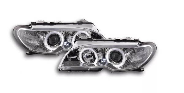 FK LED DRL Angel Eye Projector headlights BMW 3 E46 Coupe Cabrio 03-05 LHD