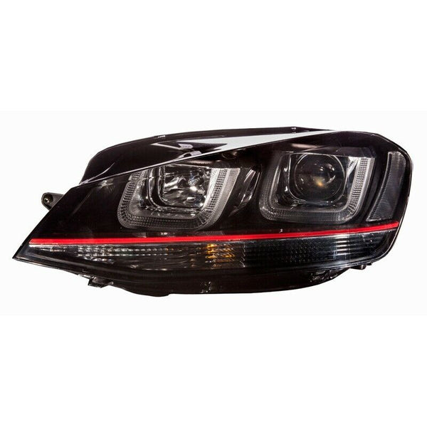 AS Set LED DRL Headlights Dual U VW Golf 7 MK7 12-17 Black Red inc Motor LHD