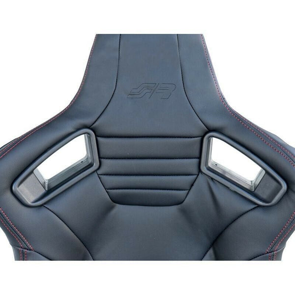 SImoni Racing x2 Universal Pair Sports Bucket Seats Black Red Stitch Carbon