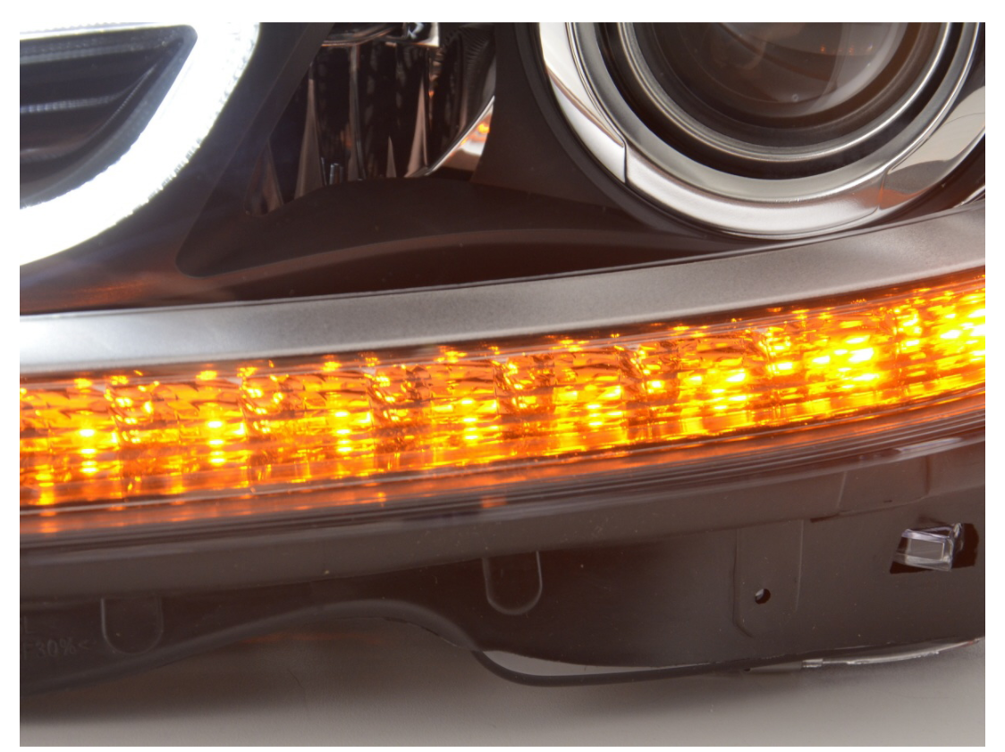FK Set LED DRL Headlights Halo Mercedes C-Class 204 W204 11-14 black AMG LHD C63 - LJ Automotive