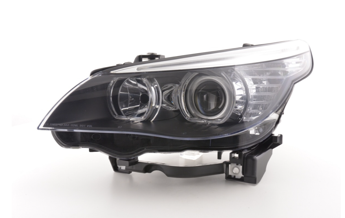 FK LED DRL Angel Eye Projektorscheinwerfer BMW 5er E60 E61 03-06 Schwarz LHD