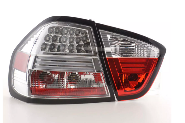 FK Paar LED-Lichtleiste, Rücklichter, BMW E90, E91, 3er-Serie, 05–08, rot, klar, Limousine, LHD