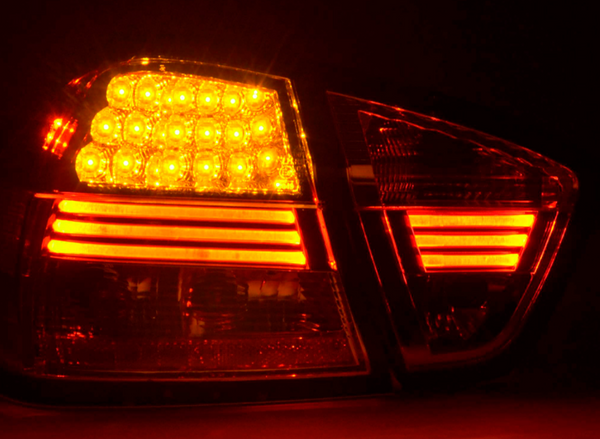 FK Paar LED-Lichtleiste, Rücklichter, BMW E90, E91, 3er-Serie, 05–08, rot, klar, Limousine, LHD