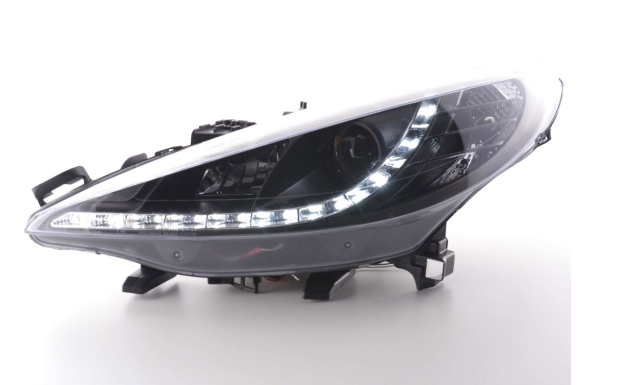 FK Set LED DRL Angel Eye Projector headlights Peugeot 207 2006+ black