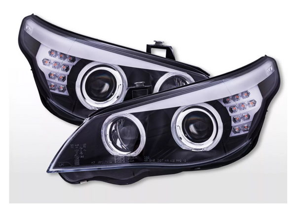 FK Pair LED DRL Projector Halo Angel Eye headlights BMW 5 Series E60/E61 08-10