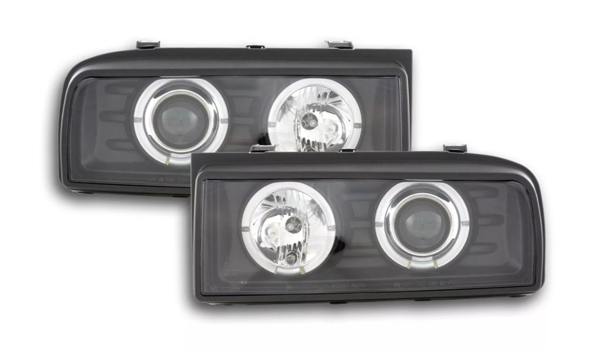 FK Set LED Angel Eye Halo Headlights VW Corrado 53i 1987-1995 black LHD