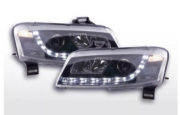 FK LED DRL Lightbar Halo Projector Headlights Fiat Stilo 01-06 Black Edition