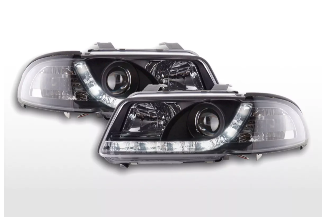 FK LED DRL Angel Eye Projector headlights Audi A4 B5 8D 99-01 black LHD