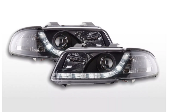 FK LED DRL Angel Eye Projektorscheinwerfer Audi A4 B5 8D 99-01 schwarz LHD