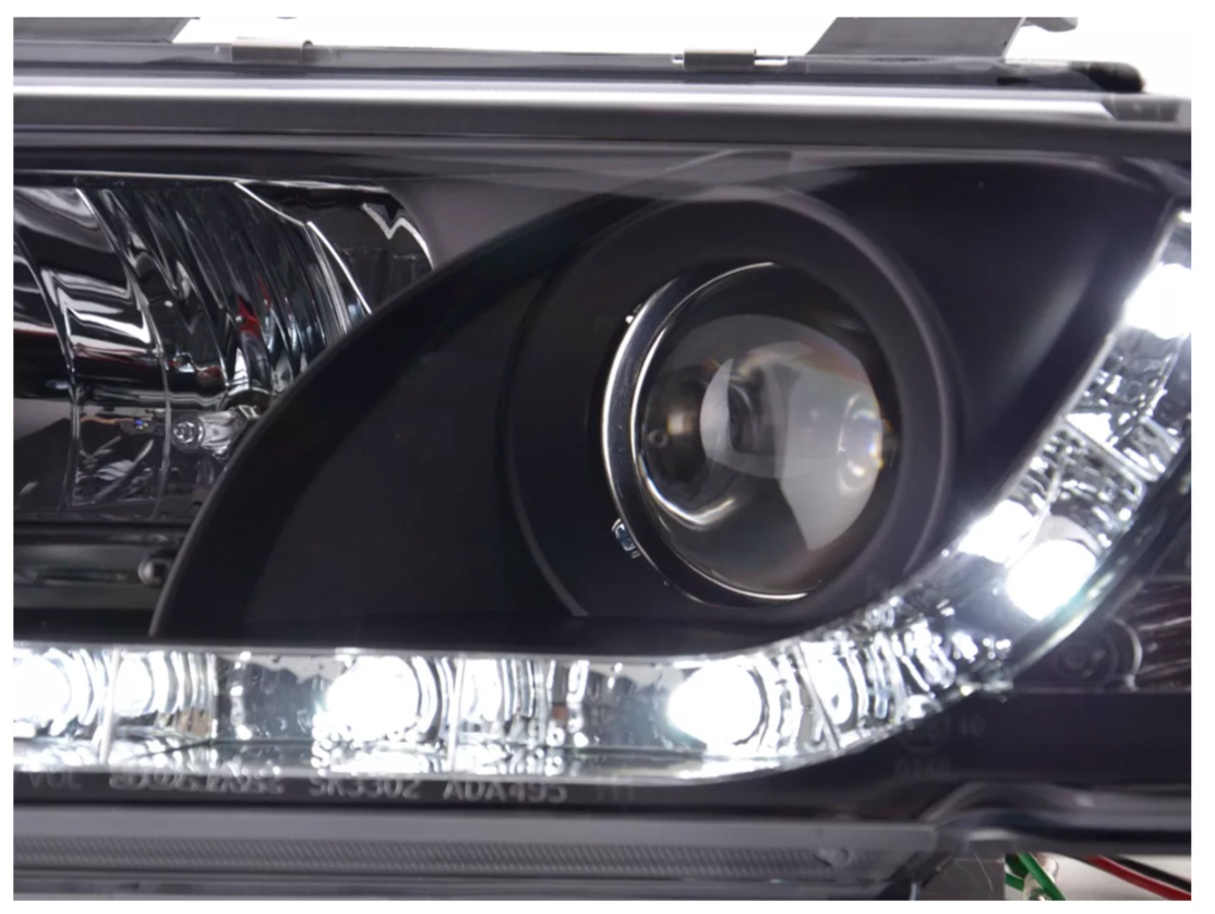 FK LED DRL Angel Eye Projector headlights Audi A4 B5 8D 99-01 black LHD