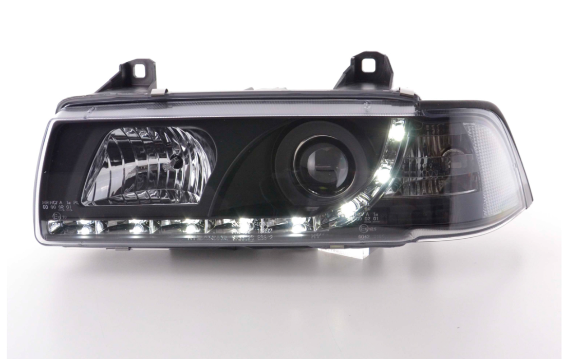 FK LED Lightbar Headlights Angel Eyes Halo Ring BMW 3 series E36 Saloon 92-98