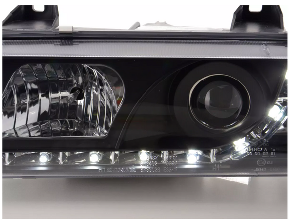 FK LED Lightbar Headlights Angel Eyes Halo Ring BMW 3 series E36 Saloon 92-98