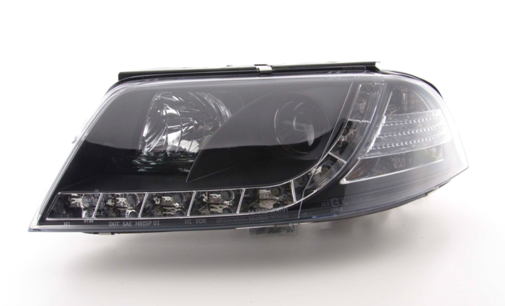 FK Set LED Lightbar Devil Halo Eye Scheinwerfer VW Passat B5 3BG 00-05 schwarz LHD