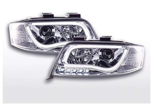 FK LED Headlights LED DRL Lightbar Audi A6 4B C5 01-04 chrome S6 S-Line LHD