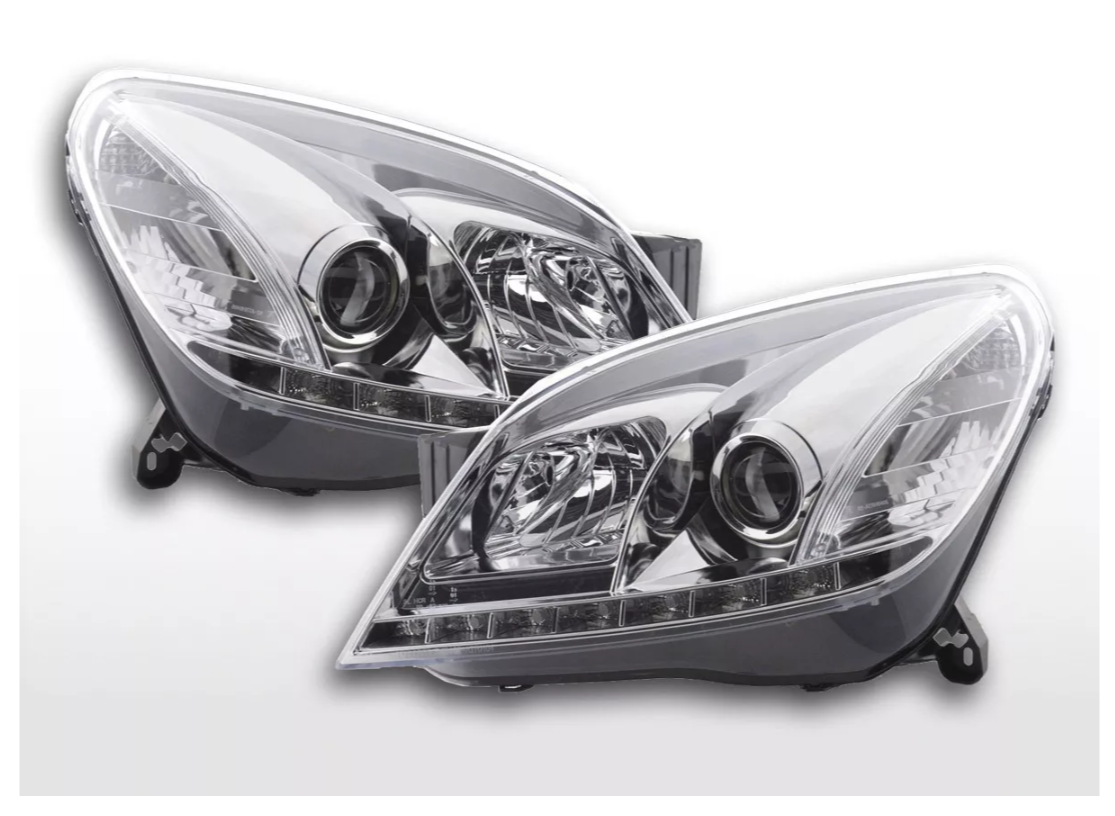 FK Set Astra H BJ 04-09 LED DRL Devil Eye Projector Headlights inc servo LHD