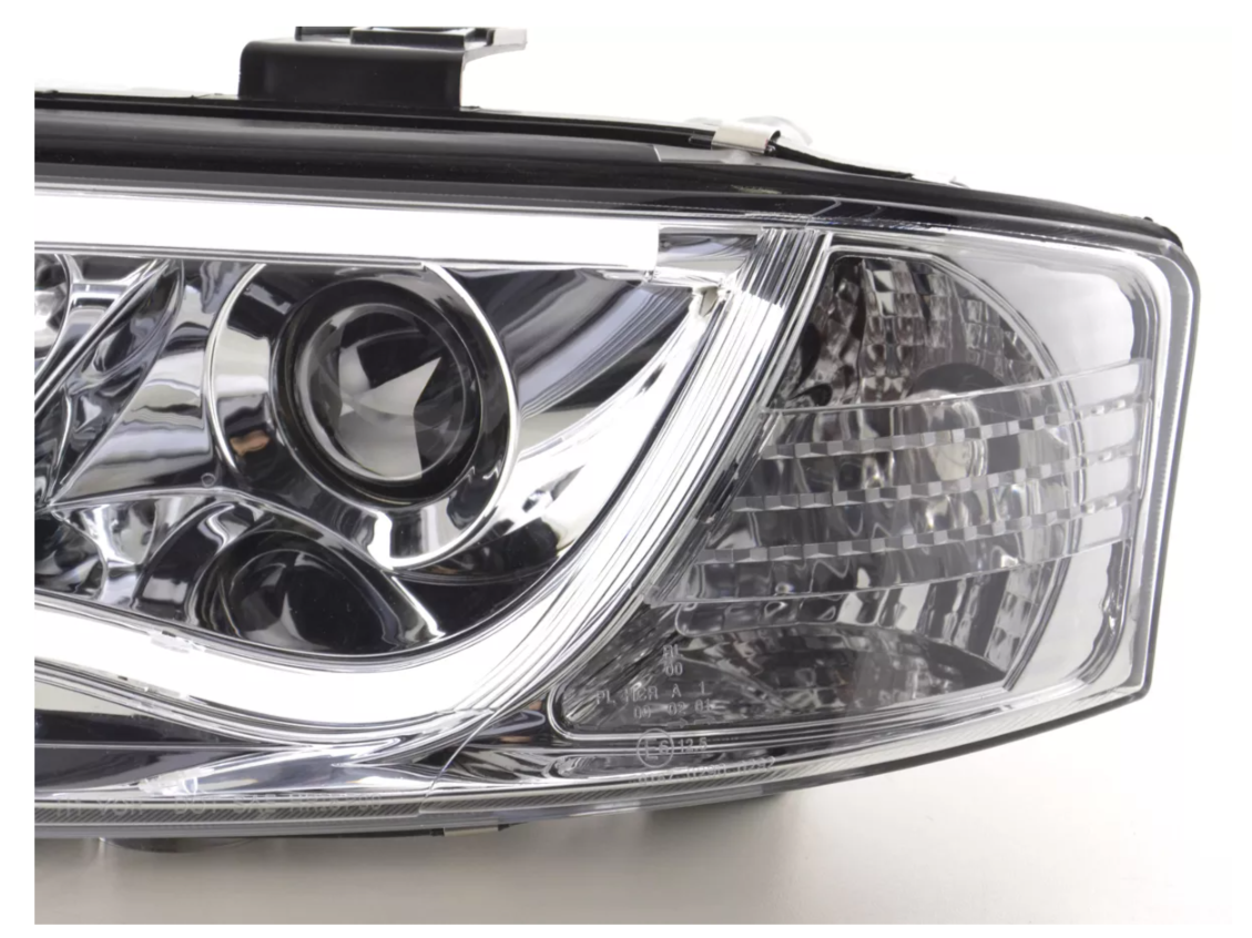 FK LED Headlights LED DRL Lightbar Audi A6 4B C5 01-04 chrome S6 S-Line LHD