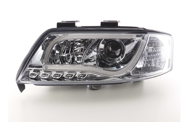 FK LED-Scheinwerfer, LED-Tagfahrlicht, Projektor, Audi A6 4B C5 97–01, Chrom, S6 S-Line, LHD