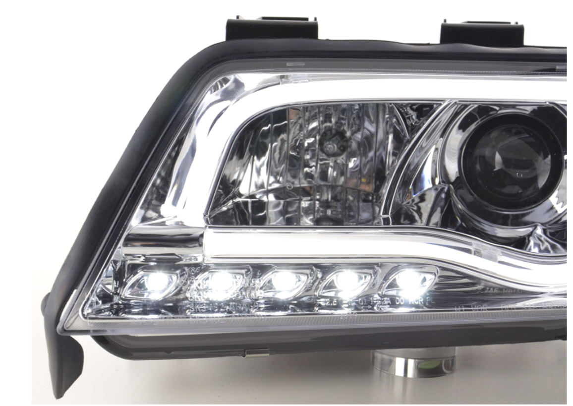 FK LED-Scheinwerfer, LED-Tagfahrlicht, Projektor, Audi A6 4B C5 97–01, Chrom, S6 S-Line, LHD