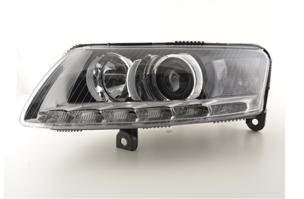 FK LED-Scheinwerfer LED DRL Lightbar Projektor Audi A6 C6 4F 04-08 S6 Chrom LHD