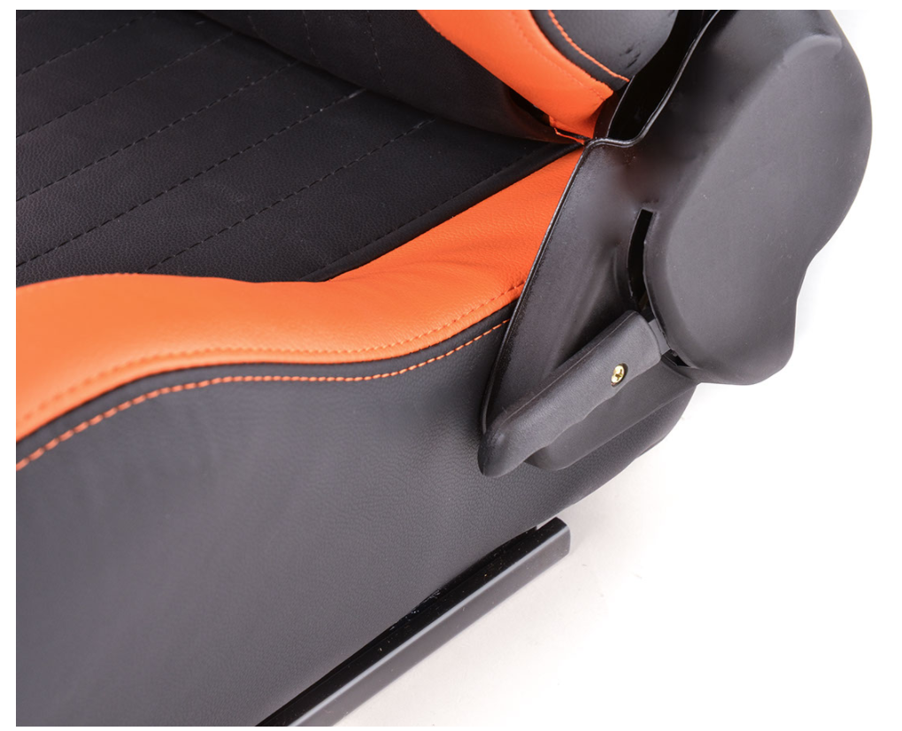 FK Univ Reclining Bucket Sports Seats Black & Orange Car 4x4 Van Camper Kit Car