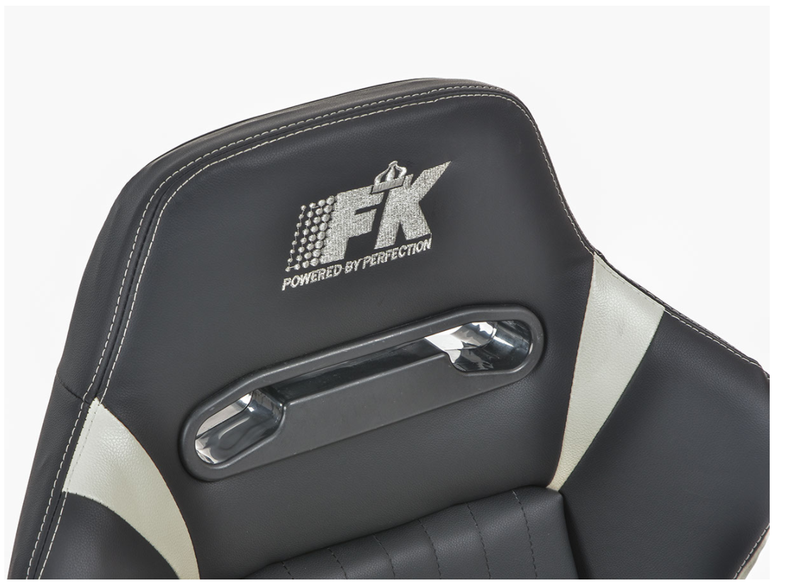 FK Univ Reclining Bucket Sports Seats Black &amp; White Ivory Car 4x4 Van Kit Car