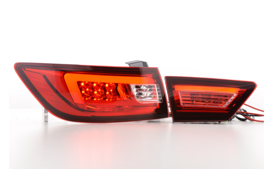 FK Paar LED-Lichtleiste DRL Rückleuchten Renault Clio 4 MK4 X98 12-16 rot klar LHD