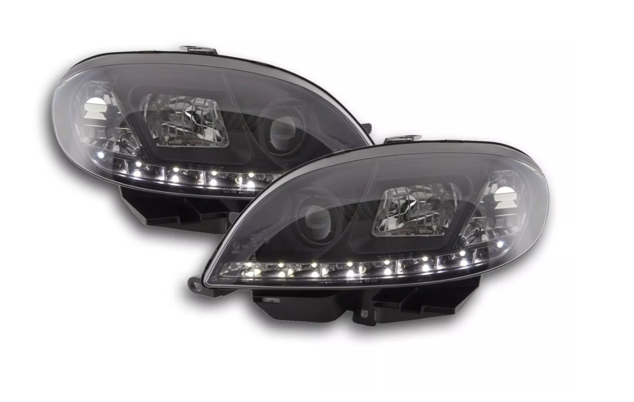 FK LED DRL Angel Eye Projector headlights Citroen Saxo 00-02 Black LHD