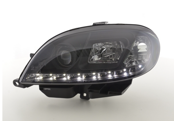 FK LED DRL Angel Eye Projektorscheinwerfer Citroen Saxo 00-02 Schwarz LHD 