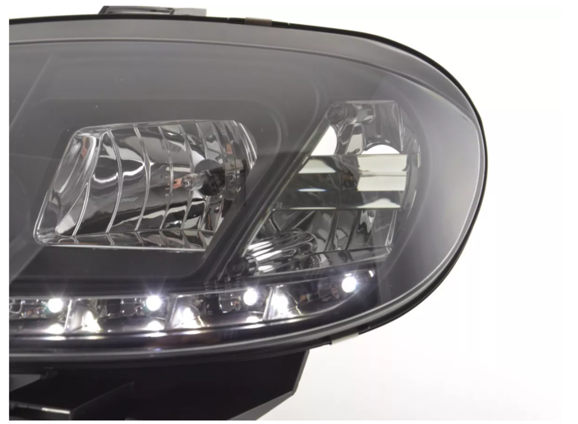 FK LED DRL Angel Eye Projektorscheinwerfer Citroen Saxo 00-02 Schwarz LHD 