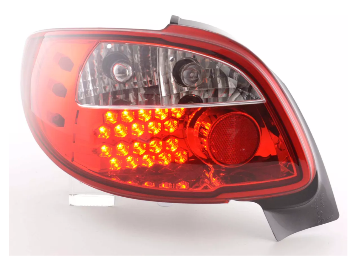 FK Automotive Paar LED-Lichtleiste DRL Rückleuchten Peugeot 206 CC Cabrio 98-05 rot 