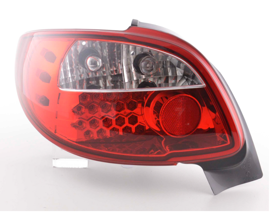 FK Automotive Paar LED-Lichtleiste DRL Rückleuchten Peugeot 206 CC Cabrio 98-05 rot 