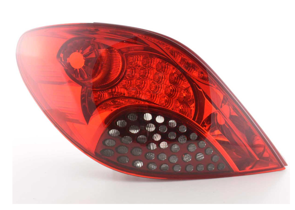 FK Automotive Paar LED-Lichtleiste DRL Rückleuchten Peugeot 207 06-09 rot / schwarz 