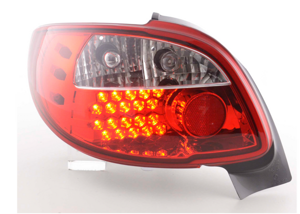 FK Automotive Paar LED-Lichtleiste DRL Rückleuchten Peugeot 206 CC Cabrio 98-05 rot 