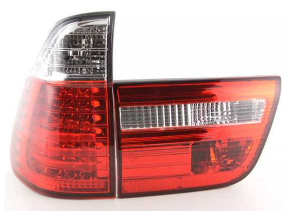 FK Pair LED DRL Lightbar REAR LIGHTS BMW X5 E53 98-02 clear / red LHD