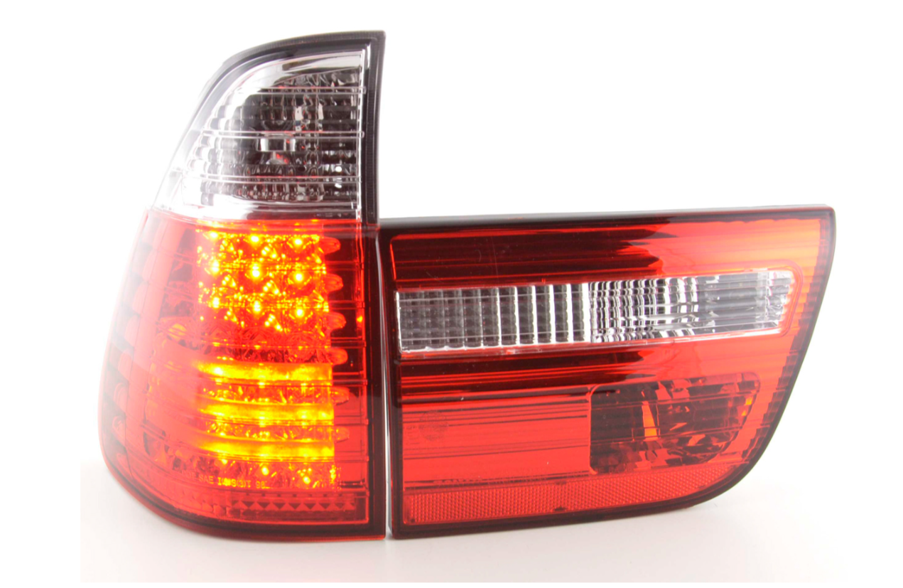 FK Pair LED DRL Lightbar REAR LIGHTS BMW X5 E53 98-02 clear / red LHD