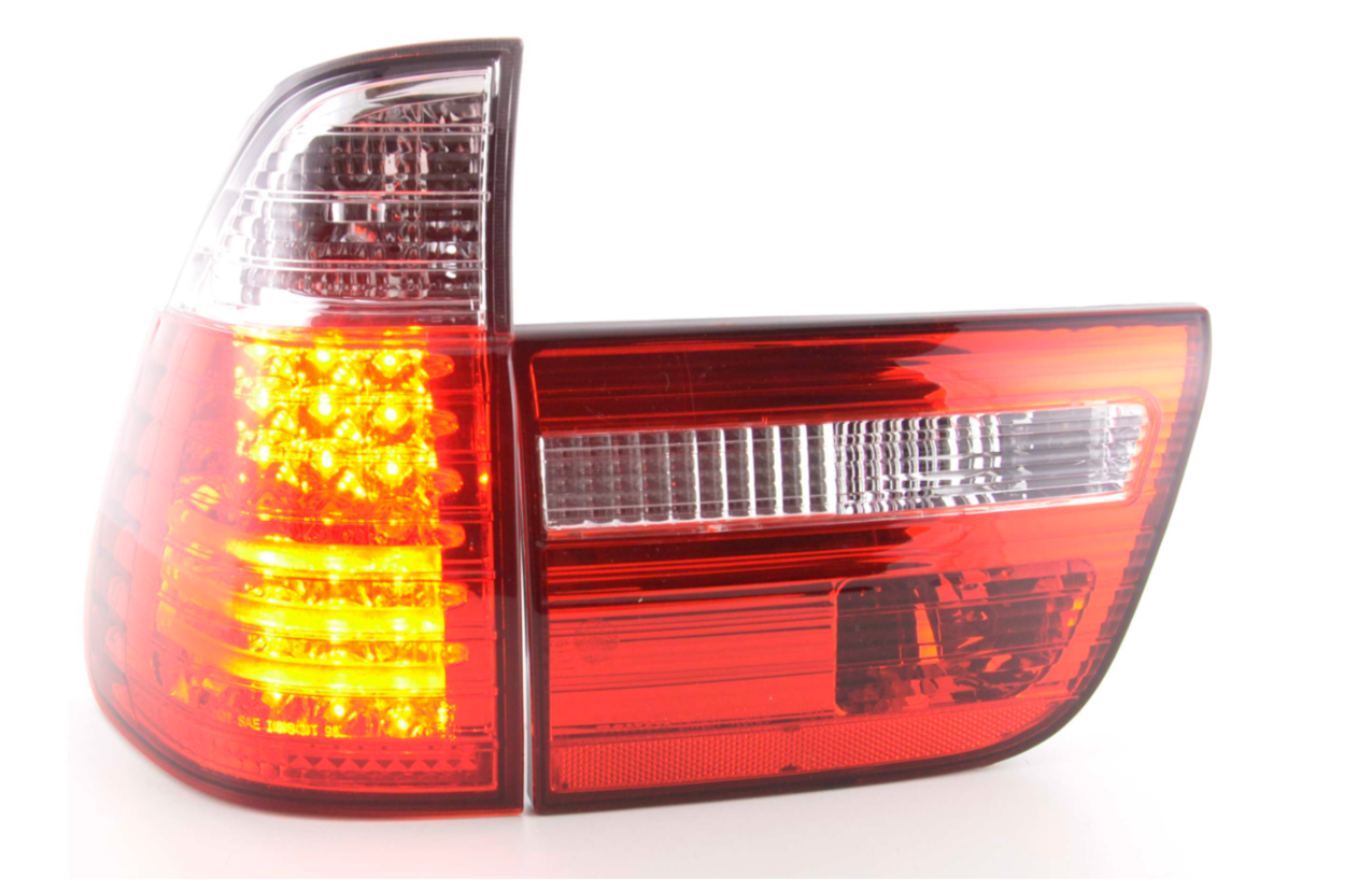 FK Pair LED DRL Lightbar REAR LIGHTS BMW X5 E53 98-02 clear / red LHD