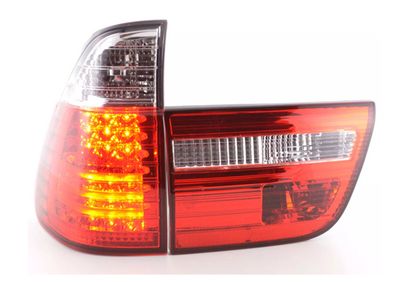 FK Pair LED DRL Lightbar REAR LIGHTS BMW X5 E53 98-02 clear / red LHD