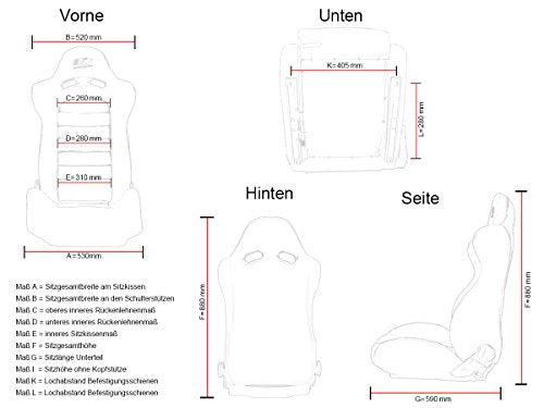 FK Sportsitze Auto Halbschalensitze Set Detroit Rennsitze Motorsport-Look FKRSE011003