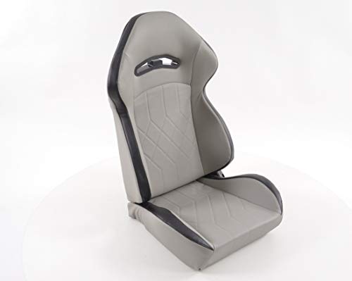 Pair of Ergonomic Performance Sport Bucket Racing Seats artificial leather grey & black
