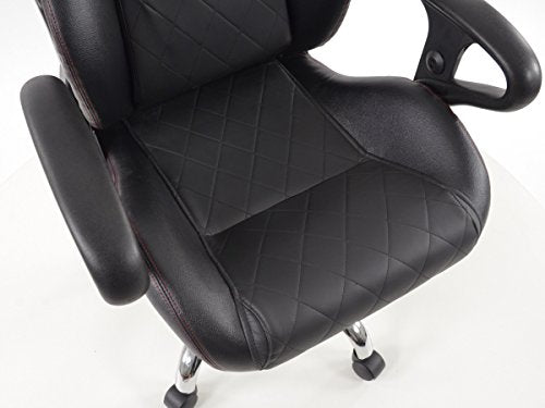 FK Automotive Detroit FKRSE011501 Sportlicher Bürostuhl mit Armlehnen, schwarzes Kunstleder