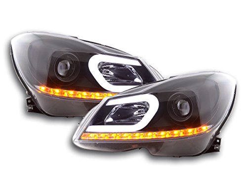 FK Pair Headlights LED DRL Lightbar Mercedes 11-14 black 204 LHD