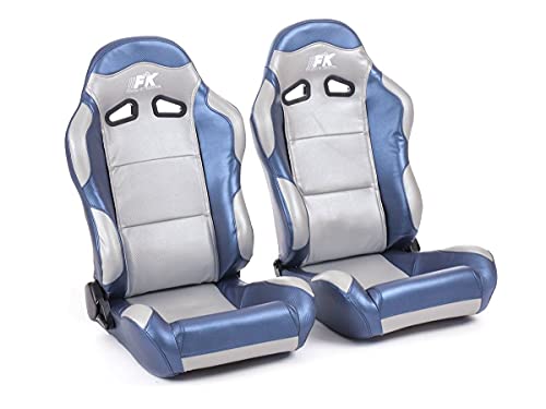 Spacelook 27312883 Pair of Bucket Seat Imitation Leather Grey Blue