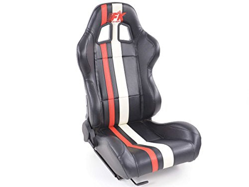 FK-Automotive Sportseat Set 1x Left + 1x Right Black/White/Red with rails