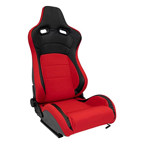 Sport seat 'MS' - Black/Red - Dual-side reclinable back-rest - incl. slides