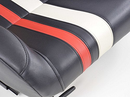 FK-Automotive Sportseat Set 1x Left + 1x Right Black/White/Red with rails