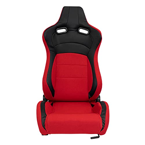 Sport seat 'MS' - Black/Red - Dual-side reclinable back-rest - incl. slides