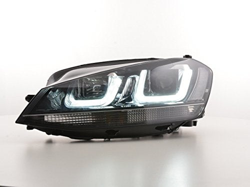 FK Pair / Set Headlights LED DRL VW Golf 7 2012+ black / chrome LHD H1 & H7