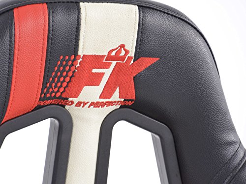 FK-Automotive Sportseat Set 1x Left + 1x Right Black/White/Red with rails